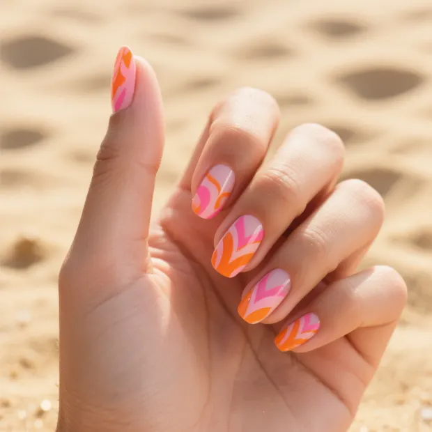 Leuchtende Korall-French-Tips