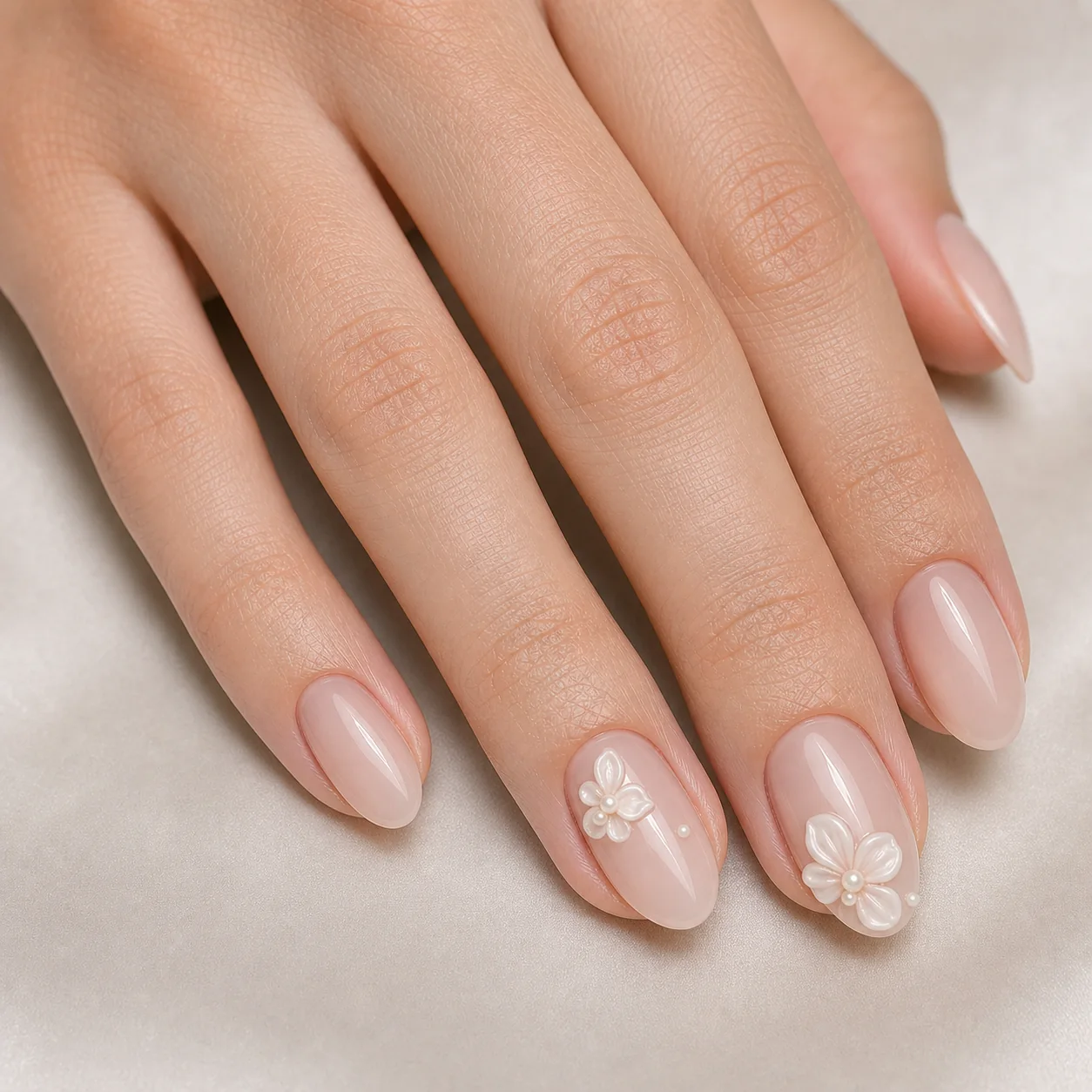 3D flower accent nails with sculpted petals