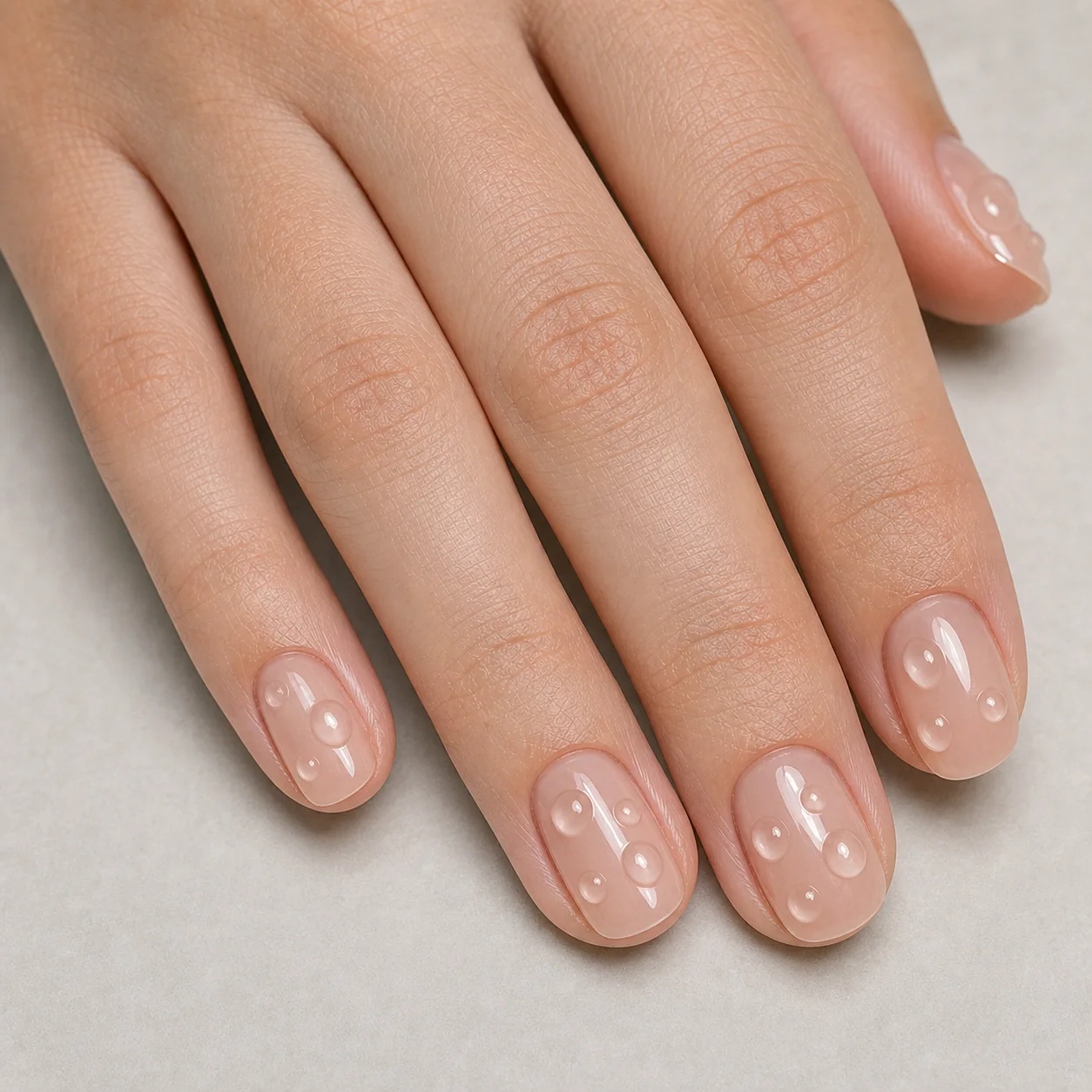 Water drop 3D nails with clear raised droplets